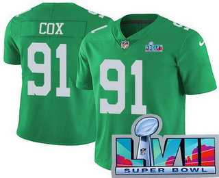 Mens Philadelphia Eagles #91 Fletcher Cox Limited Green Rush Super Bowl LVII Vapor Jersey
